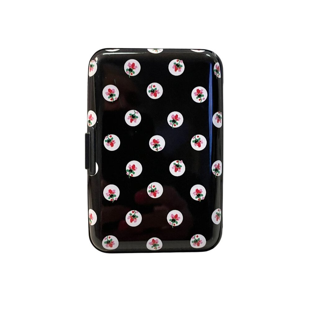 Isaac Mizrahi New York RFID Card Holder Used Black Floral - Picture 3 of 14